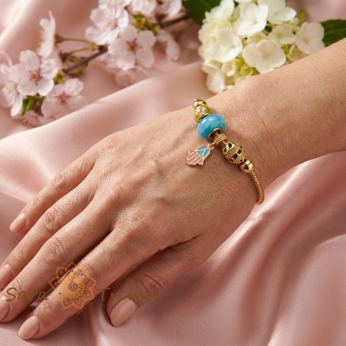 Bratara Protectia Divina – Bratara dama cu charms colorate placata cu aur 14K [2]