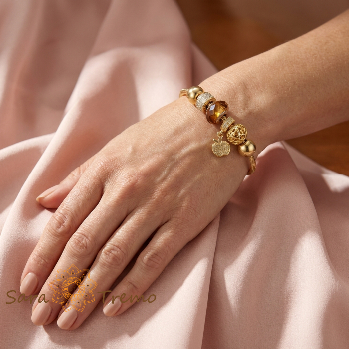 Bratara Povestea Mea – Bratara dama cu charms placata cu aur 14K [3]