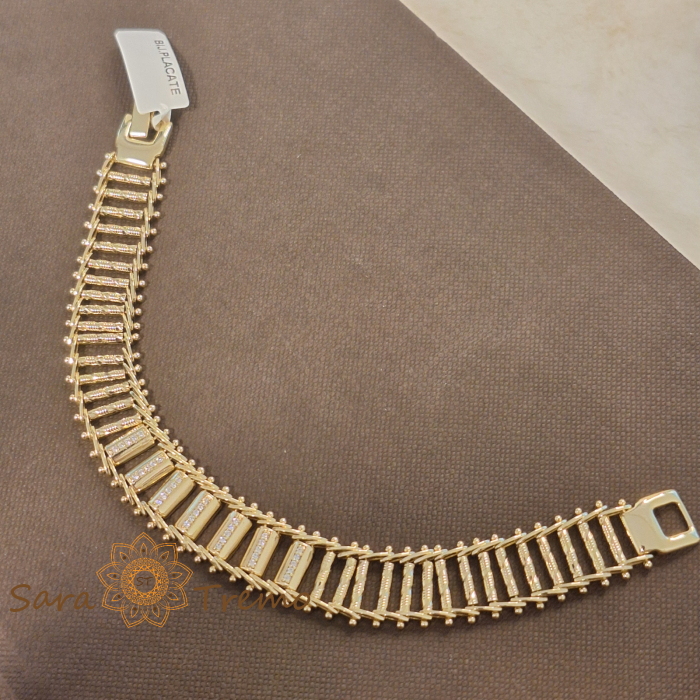 Bratara Imperiala – placata aur 14K, design geometric, 19 cm [1]