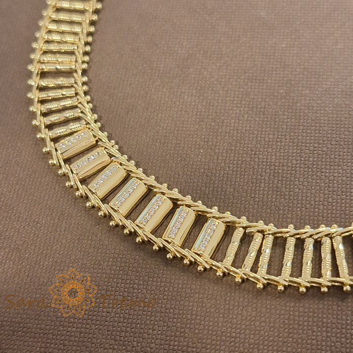 Bratara Imperiala – placata aur 14K, design geometric, 19 cm [3]