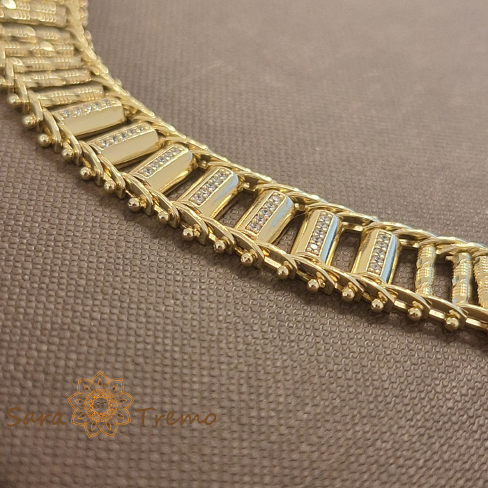 Bratara Imperiala – placata aur 14K, design geometric, 19 cm [5]