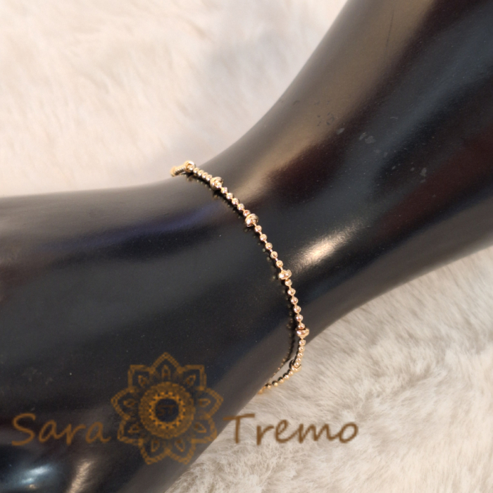 Bratara fina placata cu aur model cu bilute Serias - 18 cm [10]