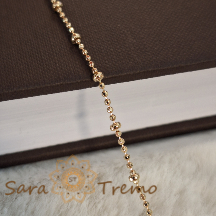 Bratara fina placata cu aur model cu bilute Serias - 18 cm [8]