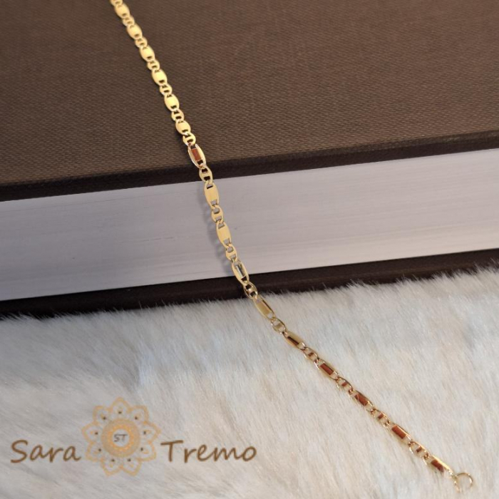 Brățară finuță placată cu aur 18K, model plăcuțe 1 cu 1, 18 cm [5]