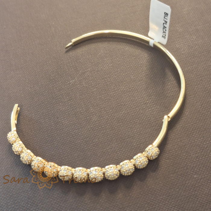 Bratara fixa aurie cu bilute pavate cu cristale zirconia [4]