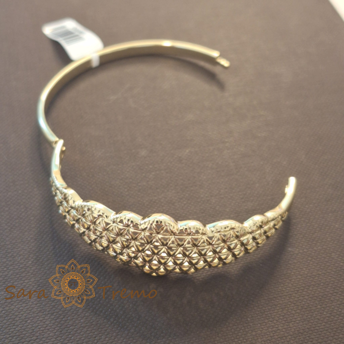 Bratara fixa aurie model floral placata cu aur 14K [5]