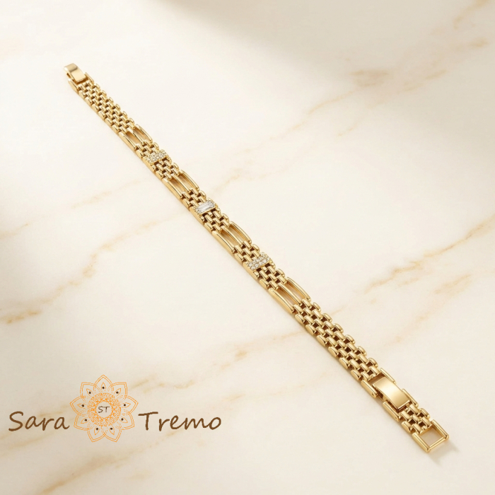 Bratara Imperium Royale – Bratara lata placata cu aur 14K model fagure 2 cm [2]