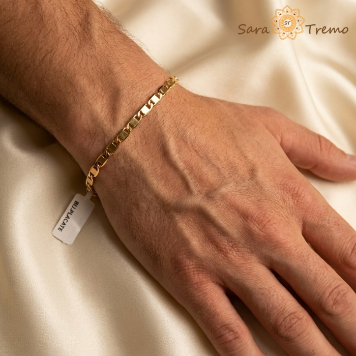 Bratara Veriga Solida Unisex – Bratara placata cu 3 straturi de aur 18K Brazilia, cu stanta, 4 mm [4]