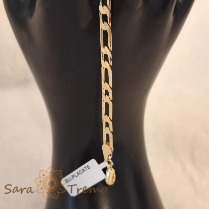 Brățară lată și masivă placată cu aur 18K, 22 cm [6]