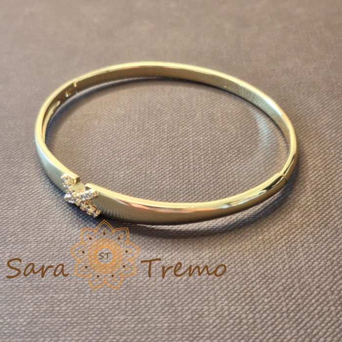 Bratara Aripa Tandra – fixa, fluture cu zirconia, placata aur 14K [2]