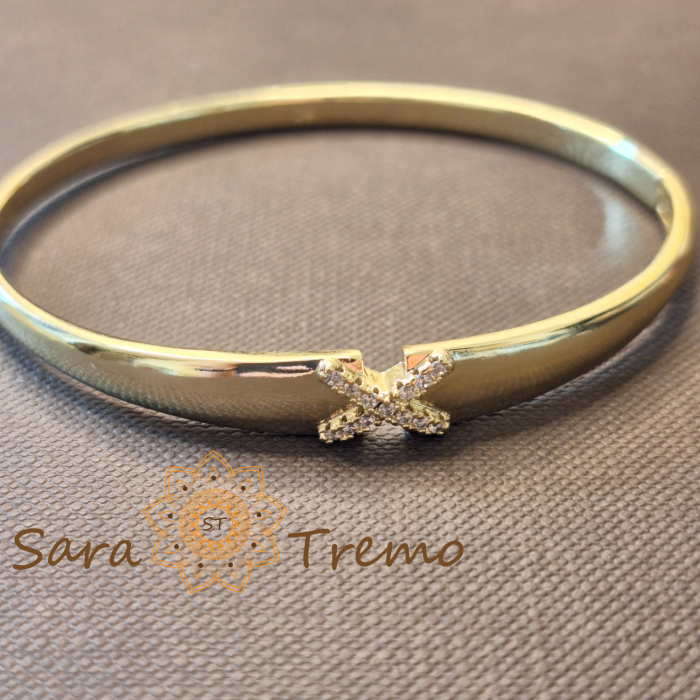 Bratara Aripa Tandra – fixa, fluture cu zirconia, placata aur 14K [4]