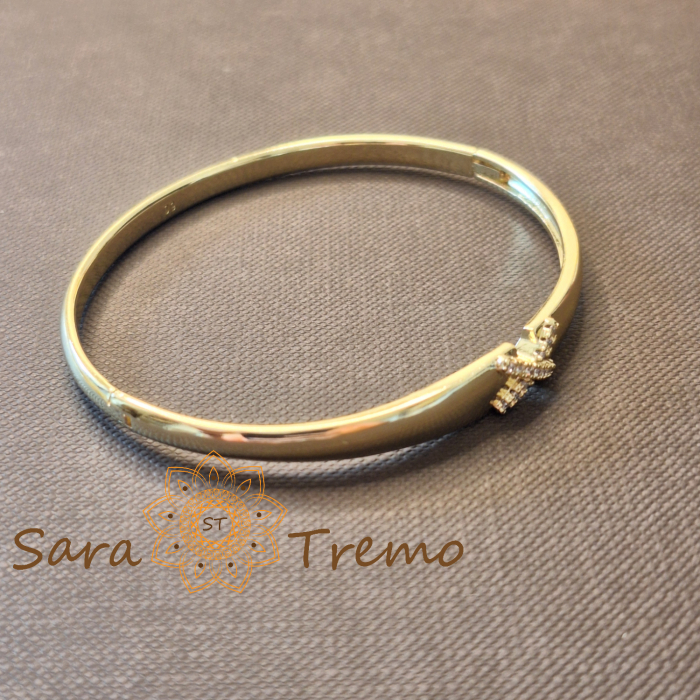 Bratara Aripa Tandra – fixa, fluture cu zirconia, placata aur 14K [3]