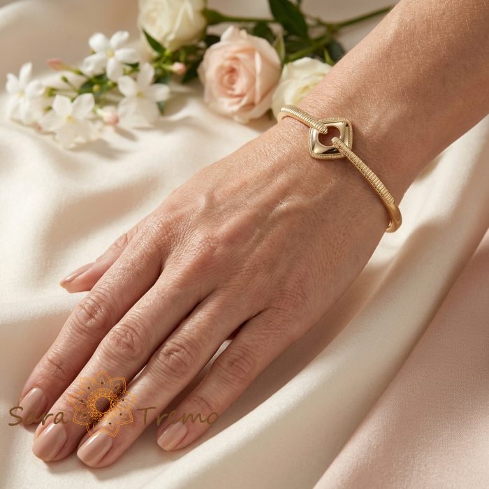 Bratara Echilibru Divin – Bratara fixa placata cu aur 14K model geometric [3]