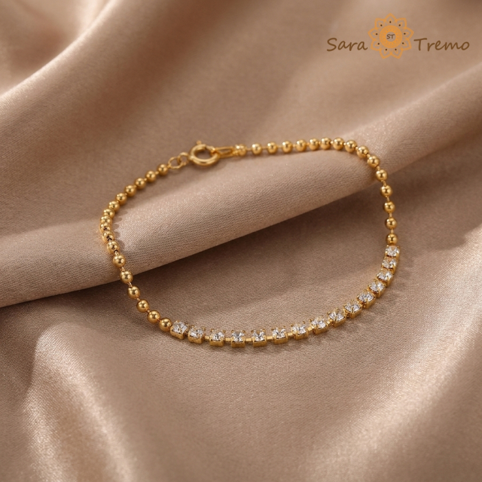 Bratara Cristale Fine – Bratara dama placata cu 3 straturi de aur 18K Brazilia, cu stanta, 19 cm [2]