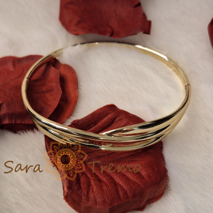 Bratara Linia Vietii – fixa, model incrucisat, placata aur 14K [9]