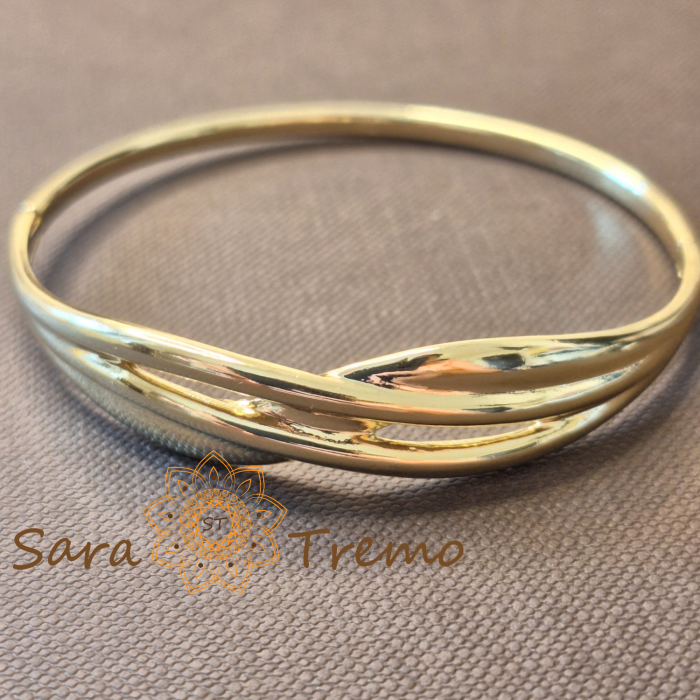 Bratara Linia Vietii – fixa, model incrucisat, placata aur 14K [5]