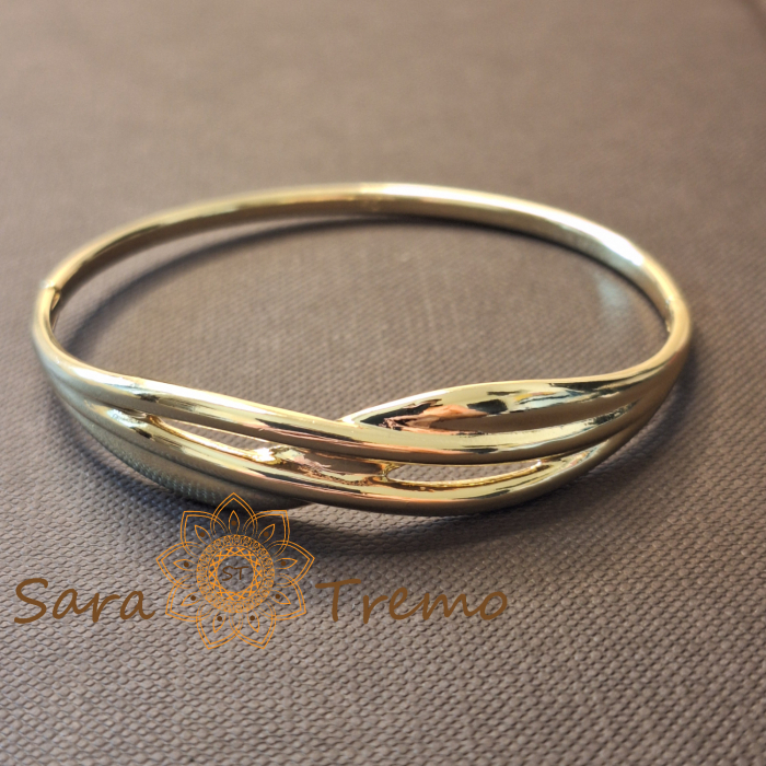 Bratara Linia Vietii – fixa, model incrucisat, placata aur 14K [2]