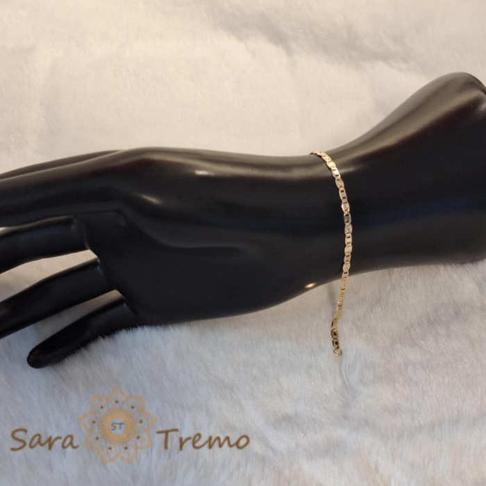 Brățară placată cu aur 18K, unisex, model cu plăcuțe 1-cu-1, 19 cm [3]