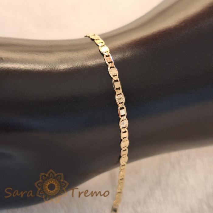 Brățară placată cu aur 18K, unisex, model cu plăcuțe 1-cu-1, 19 cm [2]