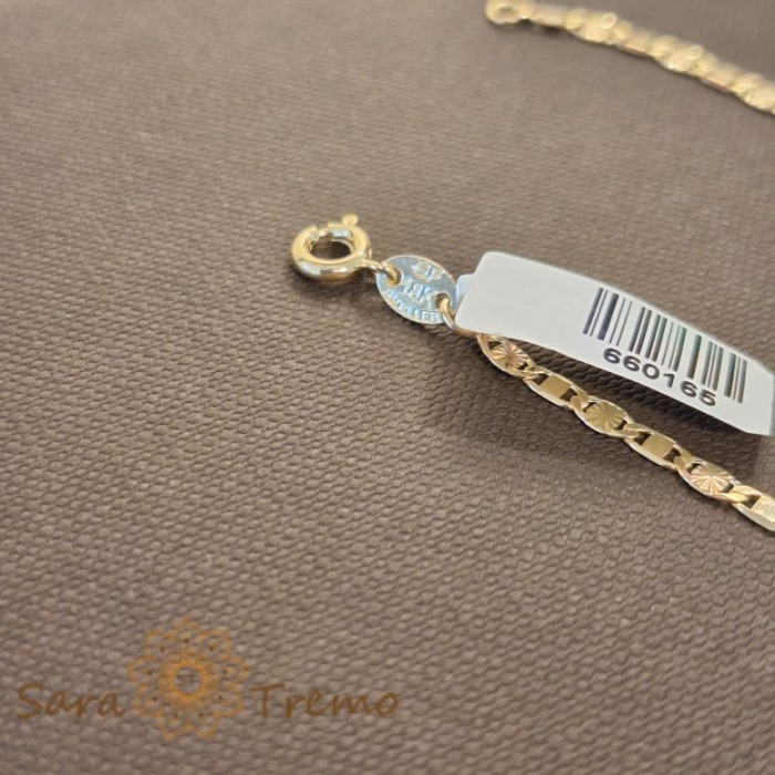 Brățară placată cu aur 18K, unisex, model cu plăcuțe 1-cu-1, 19 cm [4]