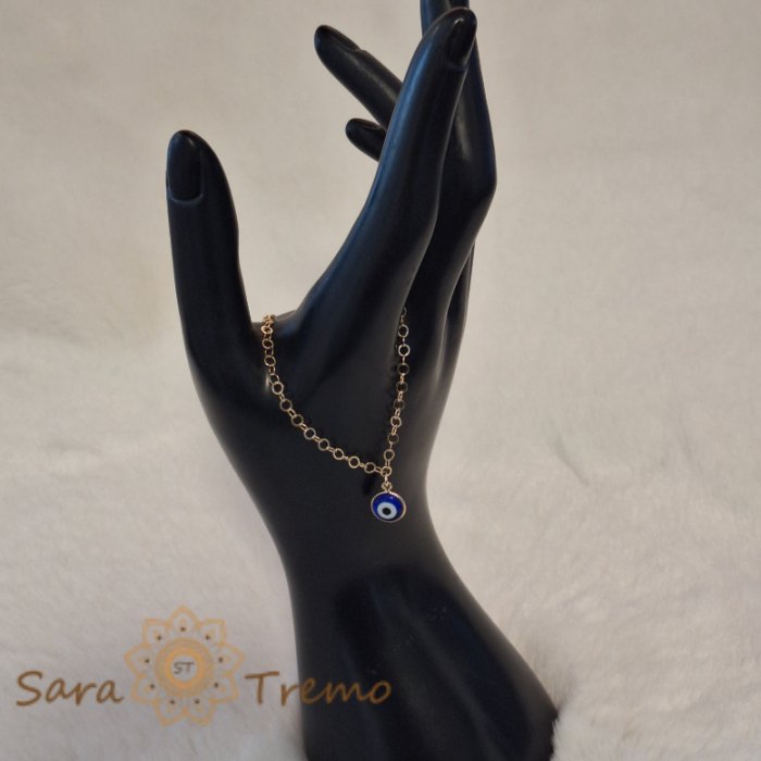 Bratara placata cu aur cu Ochiul Mediteranean - 19 cm [5]