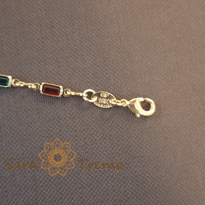 Brățară placată cu aur pentru femei – cristale zirconia multicolore, 18 cm [3]