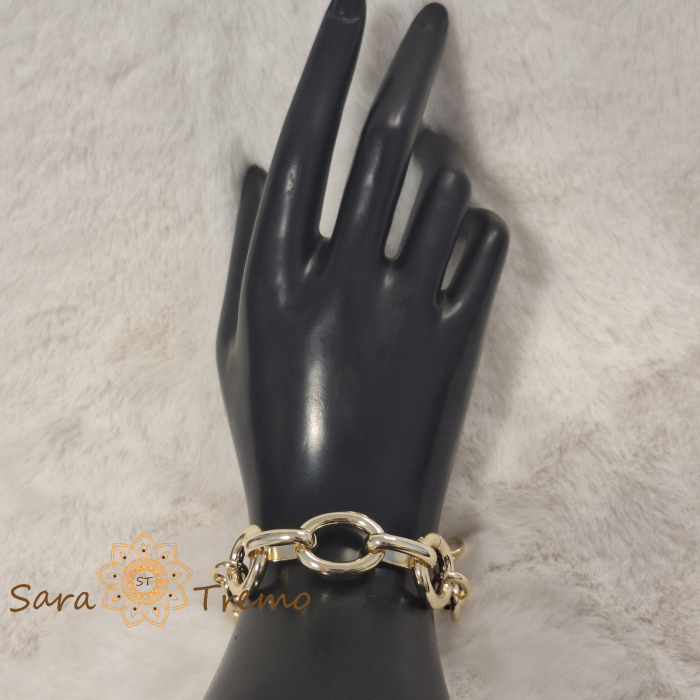 Bratara Victoria – placata aur 14K cu zale masive, reglabila 21 cm [4]