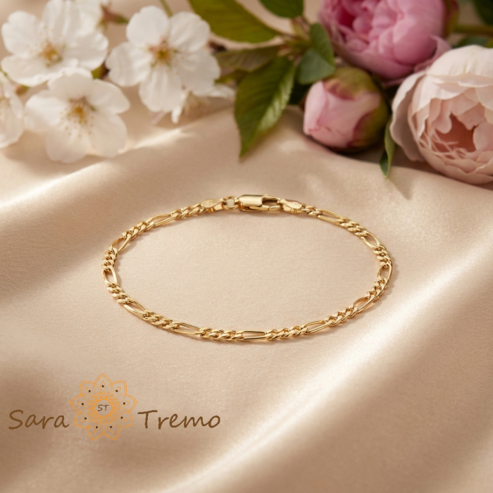 Bratara Noblesse Classico – Bratara unisex placata cu aur 14K model lant 2 mm [2]