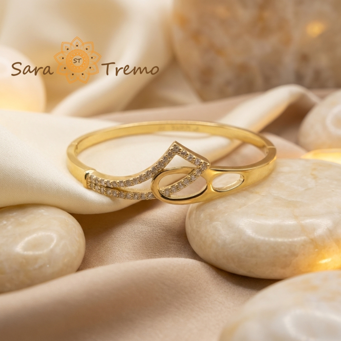 Bratara Armonia Formelor – Bratara fixa placata cu aur 14K cu zirconia [2]