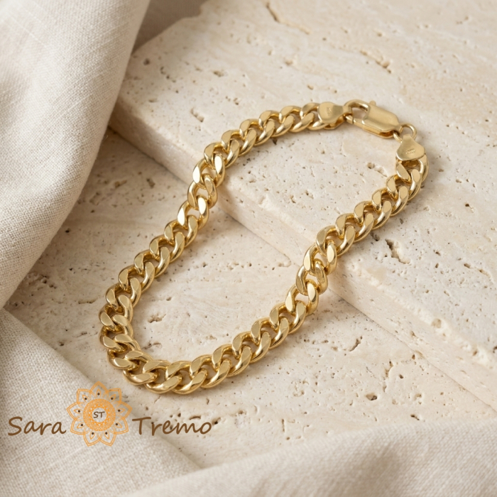Brățară unisex Ares, placaj triplu cu aur 14K, 20 cm [2]