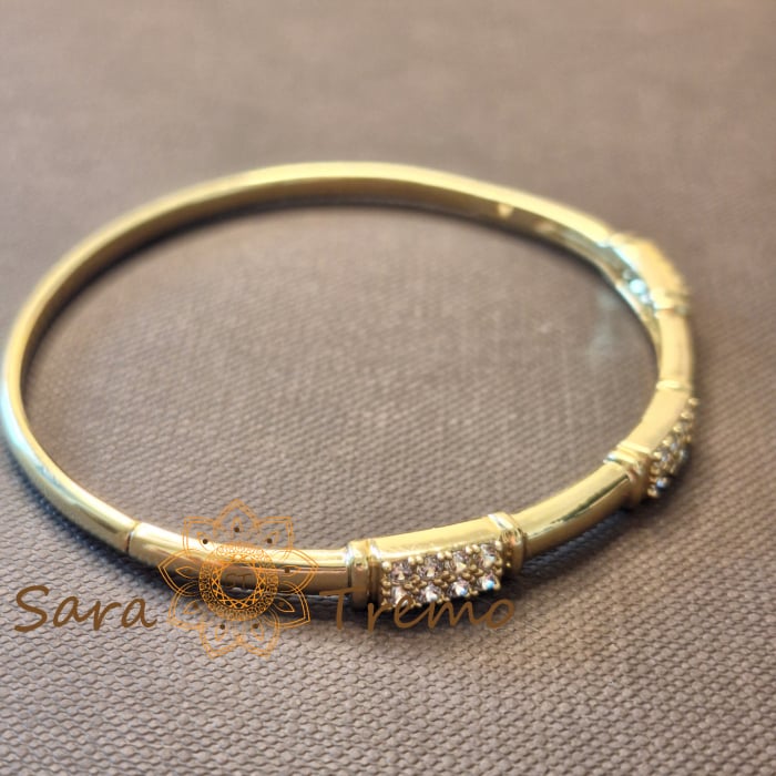 Bratara Ecoul Elegantei – fixa, segmente cu zirconia, placata aur 14K [3]
