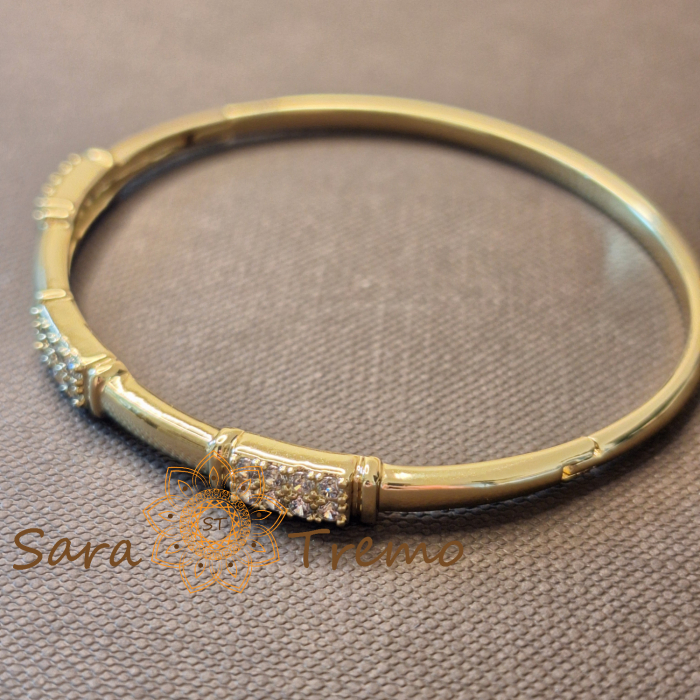 Bratara Ecoul Elegantei – fixa, segmente cu zirconia, placata aur 14K [2]