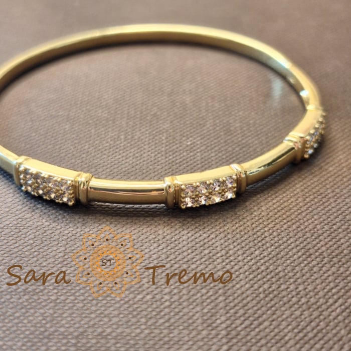 Bratara Ecoul Elegantei – fixa, segmente cu zirconia, placata aur 14K [4]