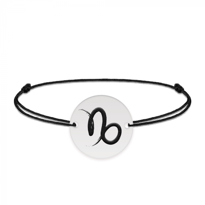 Bratara snur si banut argint 925 personalizat cu semn zodiacal Capricorn [2]