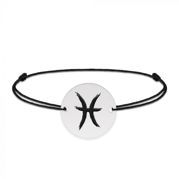 Bratara snur si banut argint 925 personalizat cu semn zodiacal Pesti [2]
