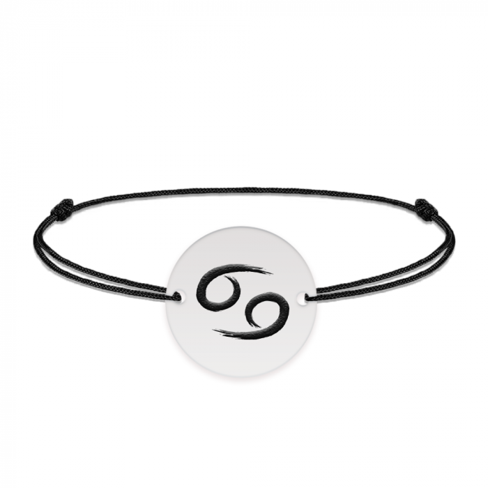 Bratara snur si banut argint 925 personalizat cu semn zodiacal Rac [2]