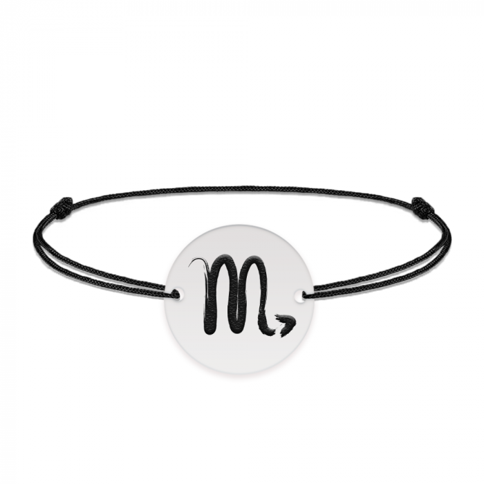 Bratara snur si banut argint 925 personalizat cu semn zodiacal Scorpion [2]