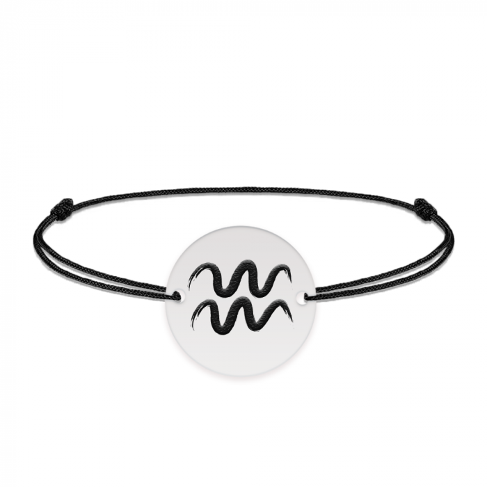 Bratara snur si banut argint 925 personalizat cu semn zodiacal Varsator [2]