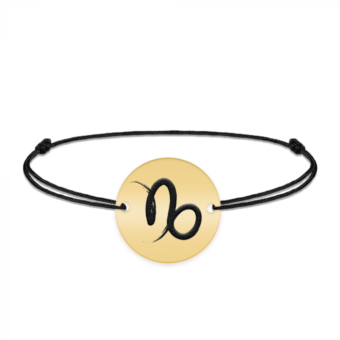 Bratara snur si banut argint 925 placat cu aur galben 24K personalizat cu semn zodiacal Capricorn [2]