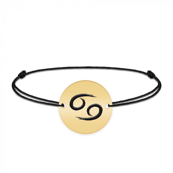 Bratara snur si banut argint 925 placat cu aur galben 24k personalizat cu semn zodiacal Rac [2]
