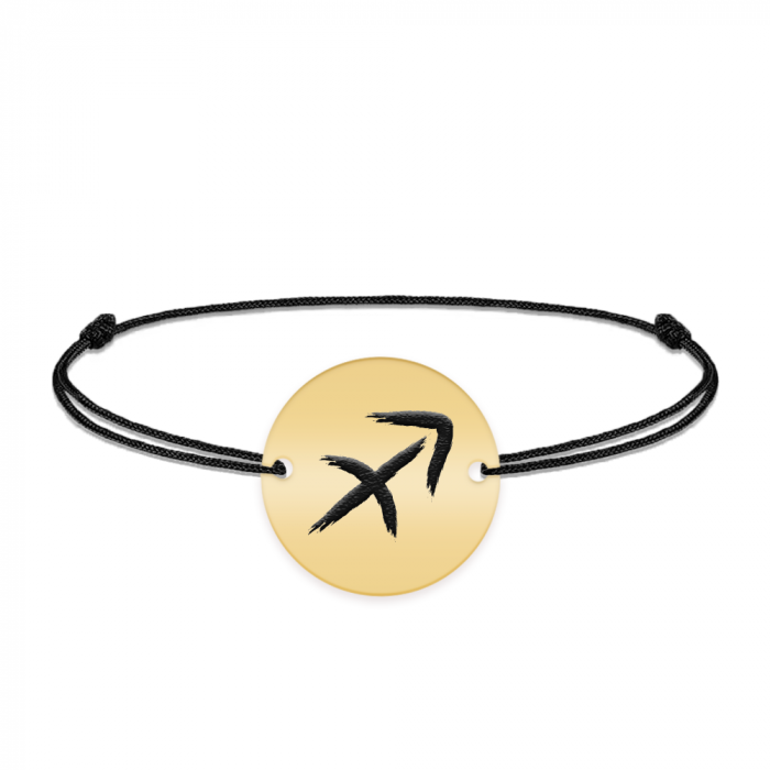 Bratara snur si banut argint 925 placat cu aur galben 24K personalizat cu semn zodiacal Sagetator [2]