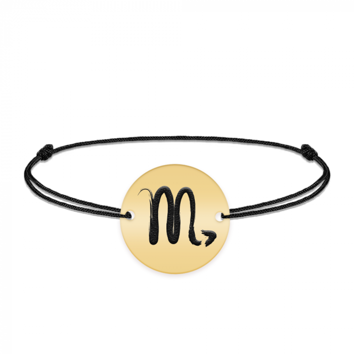 Bratara snur si banut argint 925 placat cu aur galben 24K personalizat cu semn zodiacal Scorpion [2]