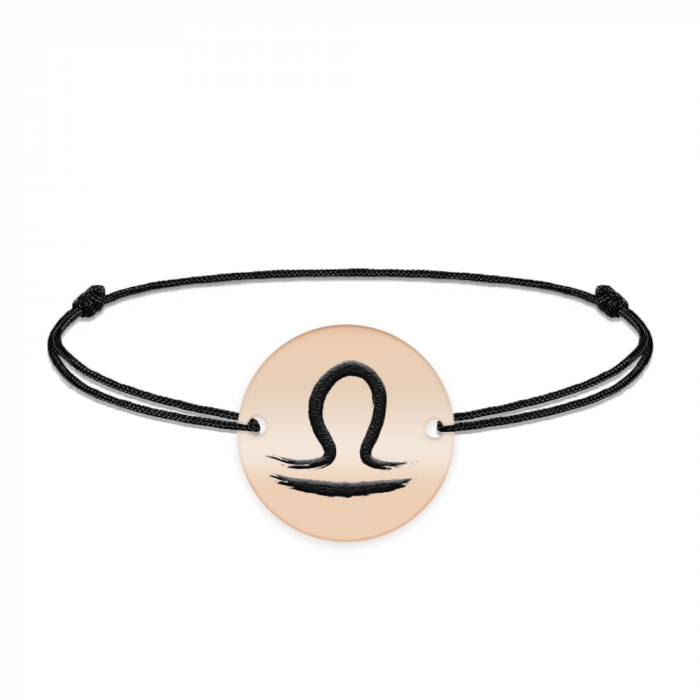 Bratara snur si banut argint 925 placat cu aur roz personalizat cu semn zodiacal Balanta [2]