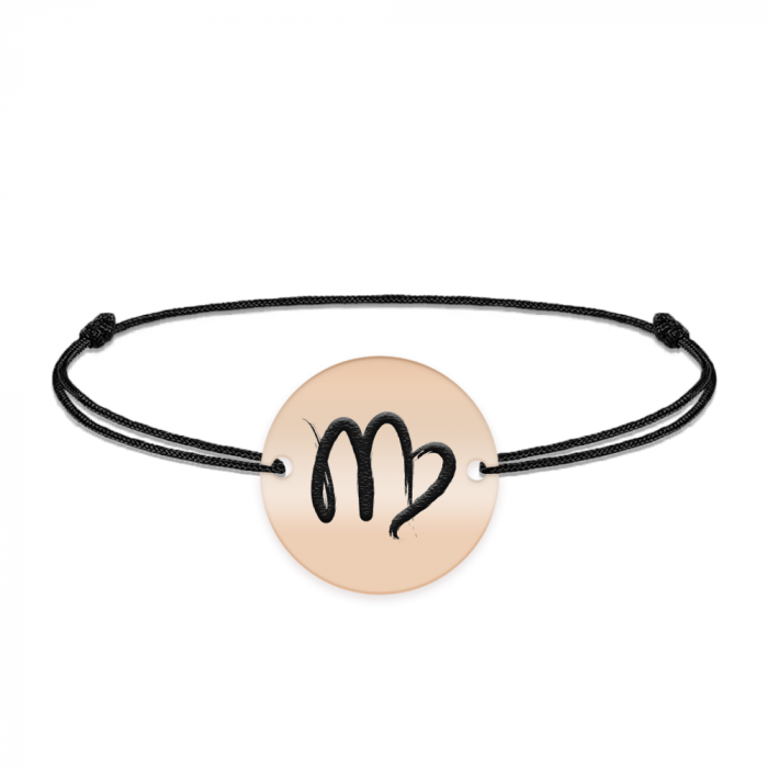 Bratara snur si banut argint 925 placat cu aur roz personalizat cu semn zodiacal Fecioara [2]