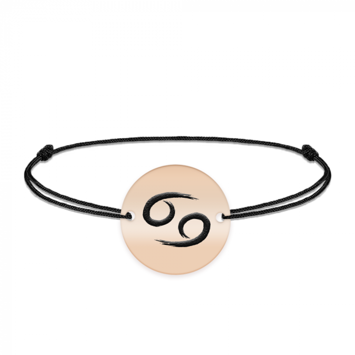 Bratara snur si banut argint 925 placat cu aur roz personalizat cu semn zodiacal Rac [2]
