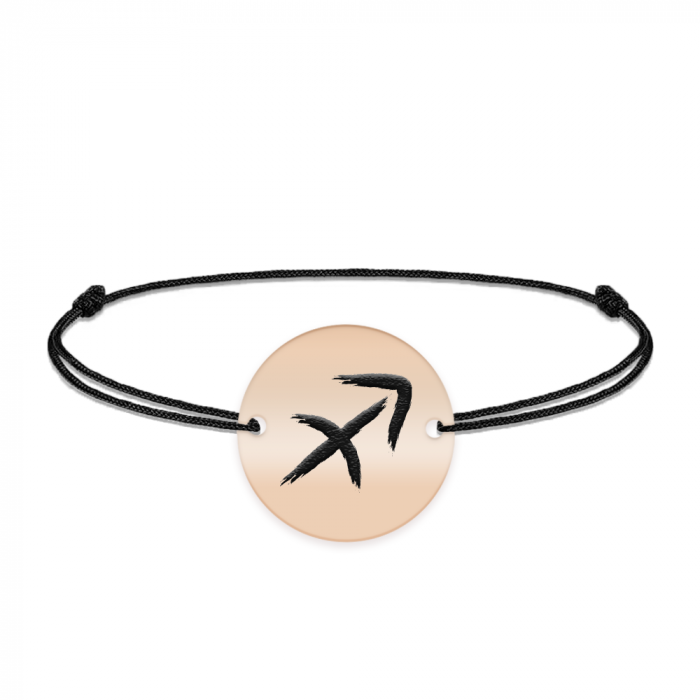 Bratara snur si banut argint 925 placat cu aur roz personalizat cu semn zodiacal Sagetator [2]