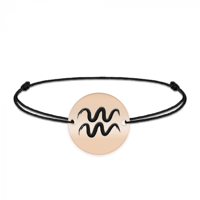 Bratara snur si banut argint 925 placat cu aur roz personalizat cu semn zodiacal Varsator [2]