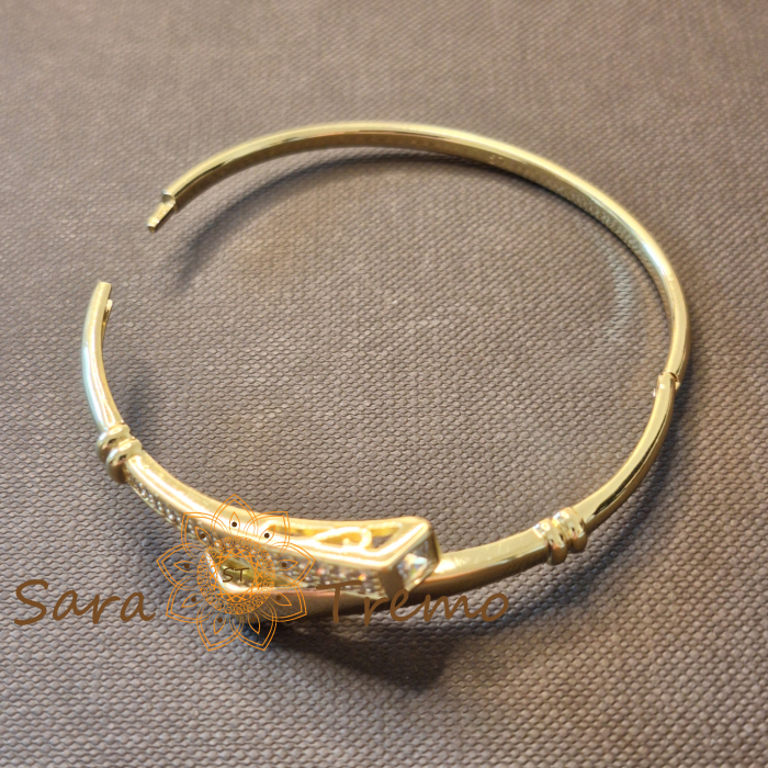 Bratara Sigiliul Puterii – design sculptural, placata aur 14K, cu zirconia [5]