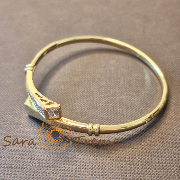 Bratara Sigiliul Puterii – design sculptural, placata aur 14K, cu zirconia [2]