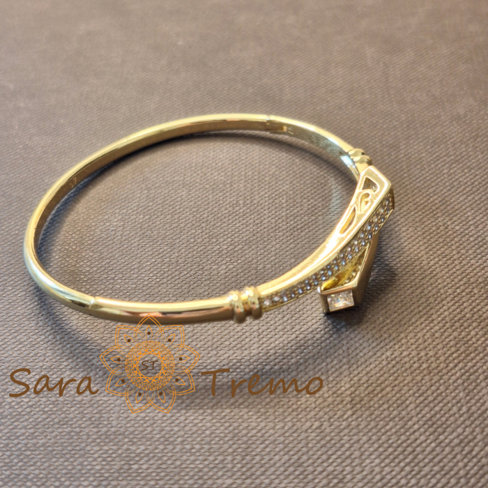 Bratara Sigiliul Puterii – design sculptural, placata aur 14K, cu zirconia [3]
